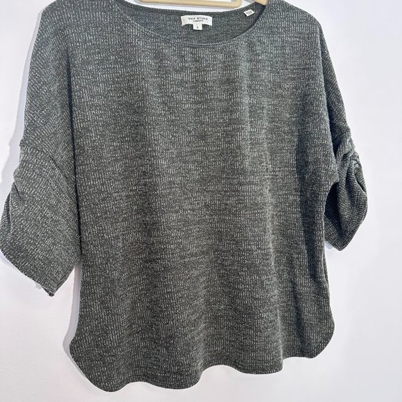 Dark Green Max Studio London Ribbed Quarter Sleeve Sweater (Small) - Picture 4 of 8